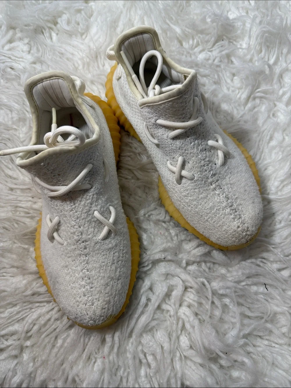 adidas Yeezy White Knit Sneakers with Cream Sole women’s Size 5 to 6